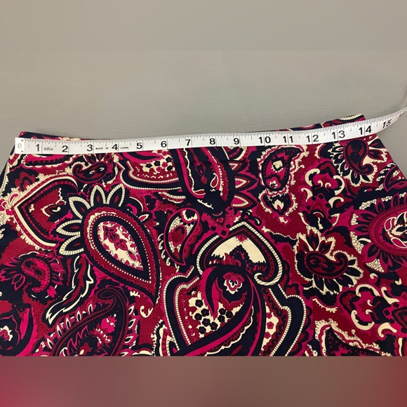 Talbots Pencil Skirt Sz 2 Maroon Magenta Paisley - Picture 6 of 8